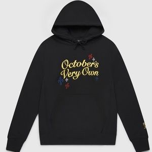 October’s Very Own Black Pom Pom Script Hoodie XL